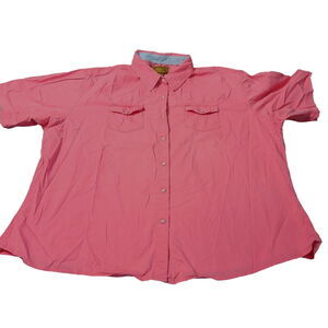 Aura Wrangler Womens Button Up Blouse Pink Size XL Cotton Blend Stretch Pockets